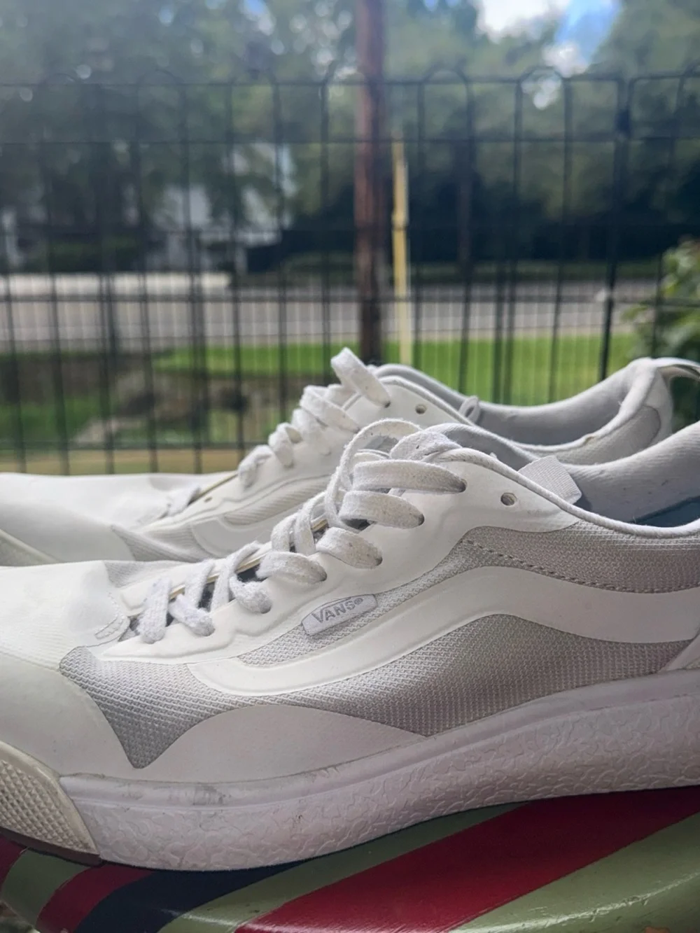 Vans Men’s White Low-Top Mesh & Leather Sneakers